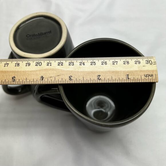 Crate & Barrel Portugal Rustic Ceramic Coffee Cups Dark Gray (2) - Picture 7 of 7